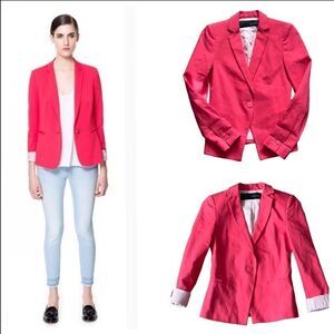 Zara Bright Pink One Button Blazer XSMALL